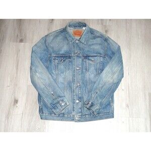 Levis Blue Trucker Jean Jacket Men's XXL Distressed 100% Cotton WPL 423